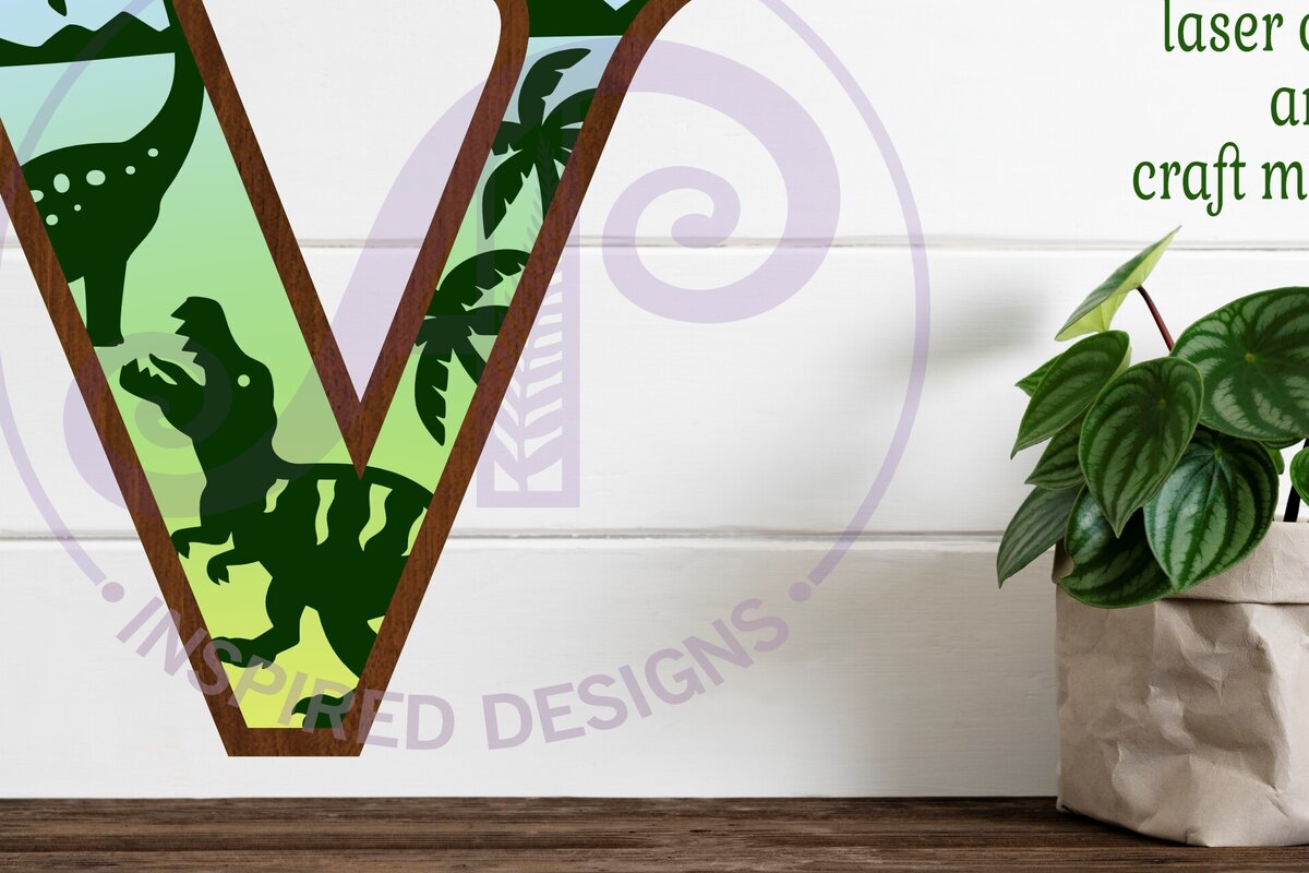 Intra απο ξύλο plywood 3mm-4mm πάχος - Dinosaurs Large V Wall Letter 3 Layer Δίασταση 30x20 cm INTRAFABR-114529581
