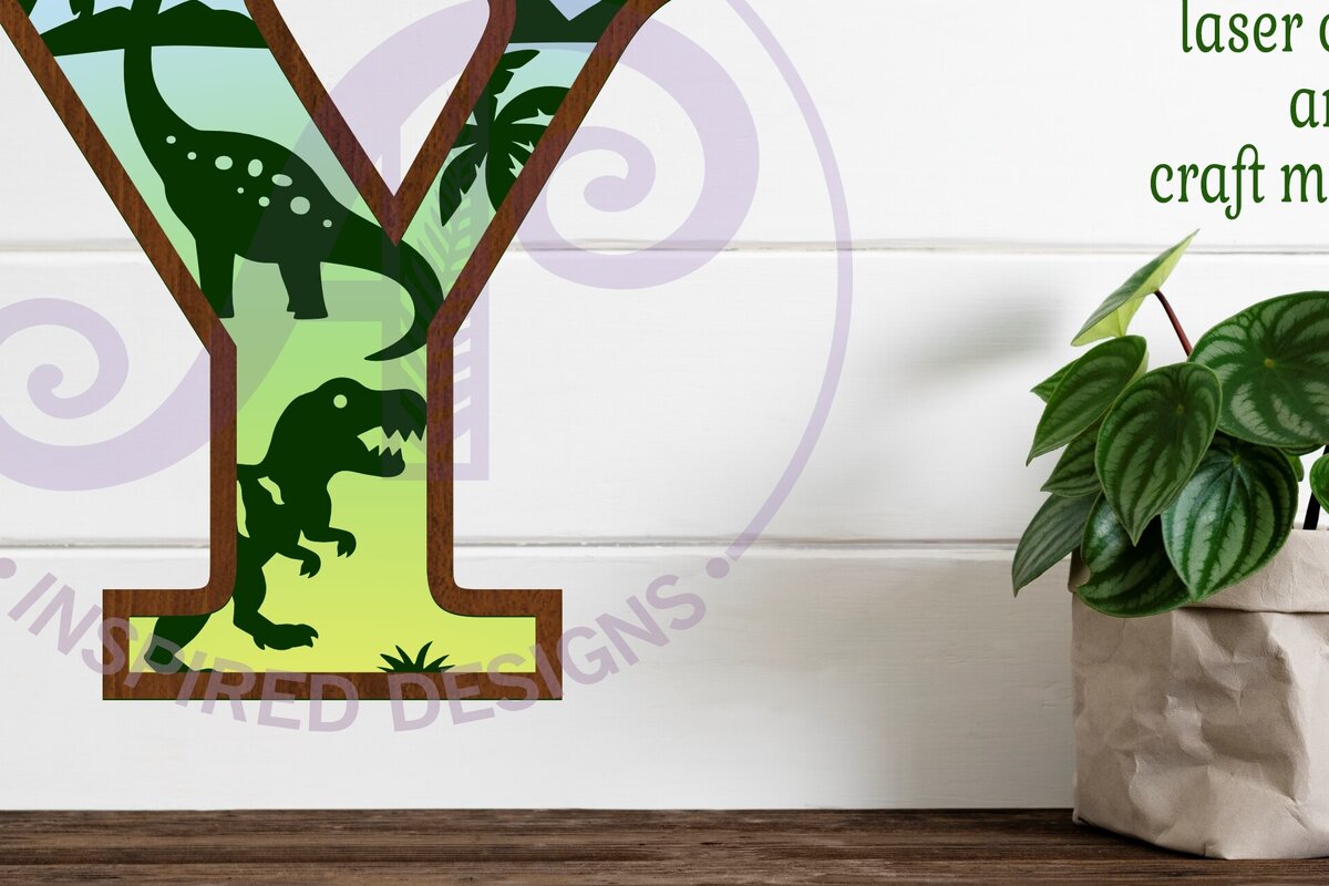 Intra απο ξύλο plywood 3mm-4mm πάχος - Dinosaurs Large Y Wall Letter 3 Layer Δίασταση 30x20 cm INTRAFABR-114529538