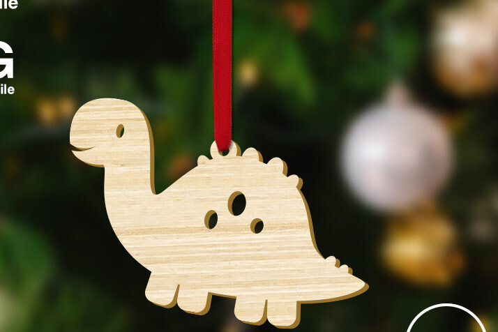 Σετ των 3 Intra απο ξύλο plywood 3mm-4mm πάχος - Χριστουγεννιάτικη διακόσμηση Diplodocus Baby Dinosaur Δίασταση 5x2 cm INTRAFABR-83625523