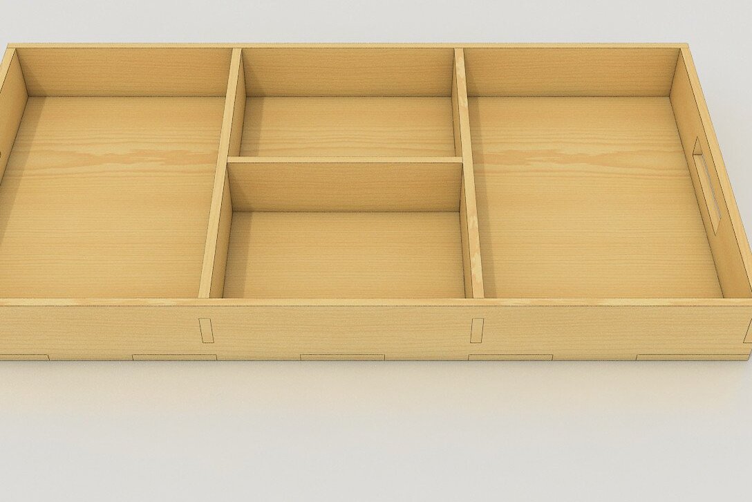 Σετ των 2 Intra απο ξύλο plywood 3mm-4mm πάχος - Δίσκος σερβιρίσματος χωρισμένος, επίπεδος ξύλο, κομμένος με λέιζερ Δίασταση 20x20 cm INTRAFABR-37058891