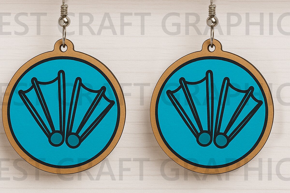 Σετ των 3 Intra απο ξύλο plywood 3mm-4mm πάχος - Πτερύγια κατάδυσης Σκουλαρίκια κοπής με λέιζερ  Δίασταση 3x3 cm INTRAFABR-123663757