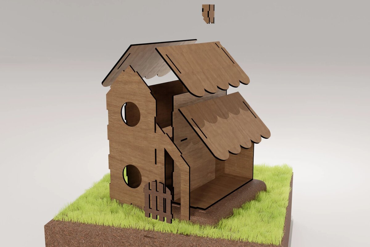 Σετ των 2 Intra απο ξύλο plywood 3mm-4mm πάχος -  με λέιζερ DIY Birdhouse -  Δίασταση 20x20 cm INTRAFABR-105563131