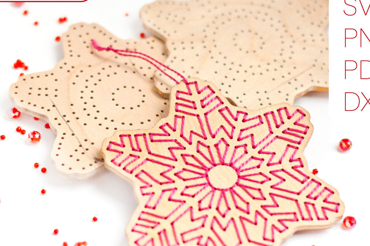 Σετ των 3 Intra απο ξύλο plywood 3mm-4mm πάχος - DIY Χριστουγεννιάτικα Στολίδια  Snowflake Δίασταση 6x6 cm INTRAFABR-112078506