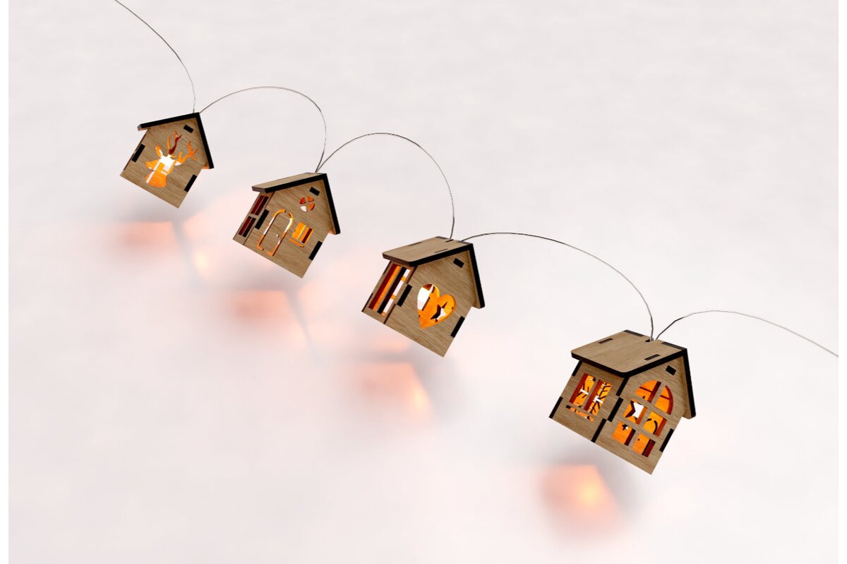 Intra απο ξύλο plywood 3mm-4mm πάχος - Διακόσμηση Χριστουγεννιάτικου Δέντρου με DIY Laser Cut  Δίασταση 60x40 cm INTRAFABR-105258446