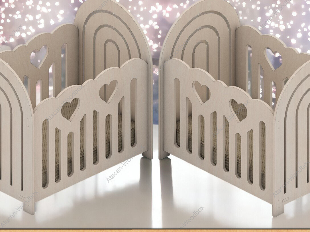 Σετ των 3 Intra απο ξύλο plywood 3mm-4mm πάχος -  με λέιζερ DIY Mini Rainbow Cradle Δίασταση 4x4 cm INTRAFABR-91936291