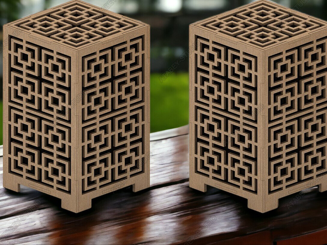 Σετ των 3 Intra απο ξύλο plywood 3mm-4mm πάχος - DIY Ξύλινα Φωτιστικά Επιτραπέζιου & Φαναριού Δίασταση 4x4 cm INTRAFABR-92967349