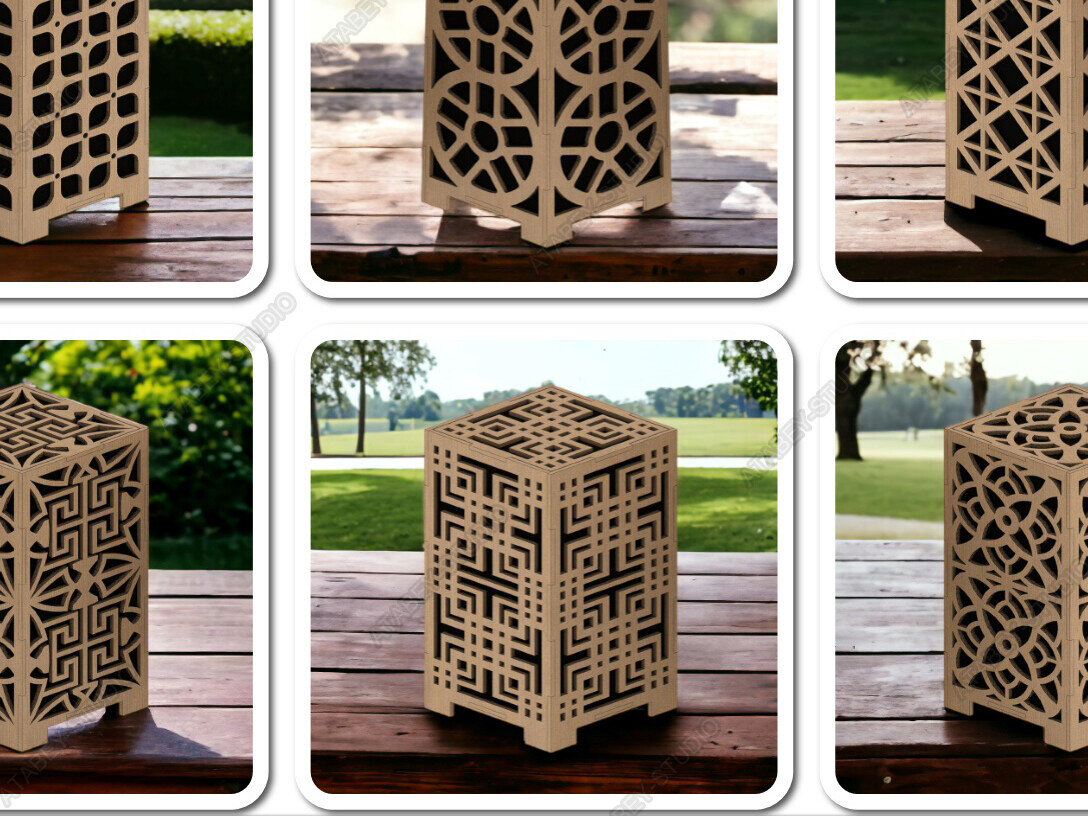 Σετ των 2 Intra απο ξύλο plywood 3mm-4mm πάχος - DIY Ξύλινα Φωτιστικά Επιτραπέζιου & Θήκες ρεσώ Δίασταση 20x20 cm INTRAFABR-92966821