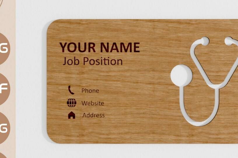 Σετ των 3 Intra απο ξύλο plywood 3mm-4mm πάχος - Επαγγελματική κάρτα Doctor Medcin με λέιζερ Δίασταση 9x5 cm INTRAFABR-103863636