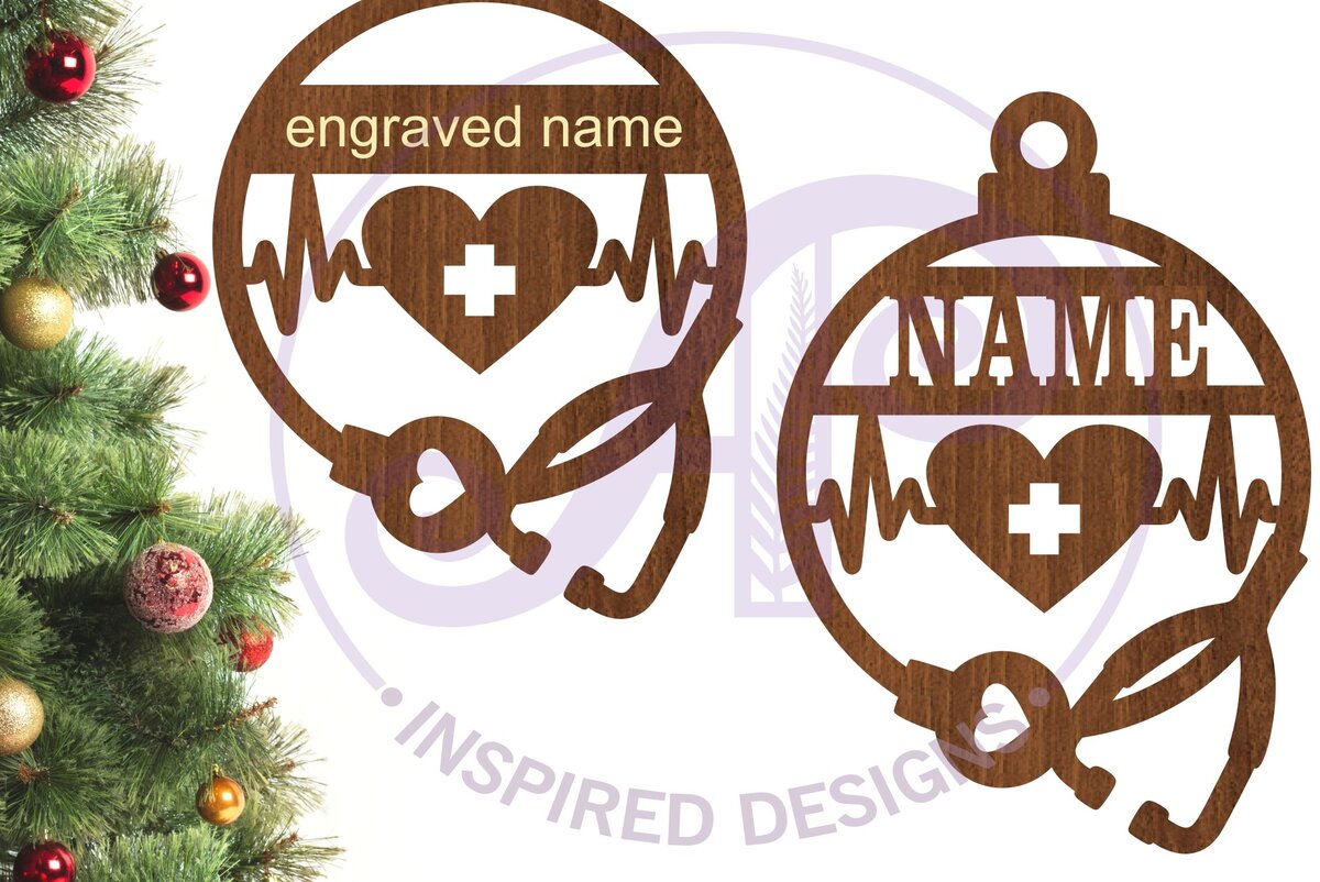 Σετ των 3 Intra απο ξύλο plywood 3mm-4mm πάχος - Χριστουγεννιάτικο Στολίδι Γιατρός/Νοσοκόμα  Δίασταση 6x6 cm INTRAFABR-79179025