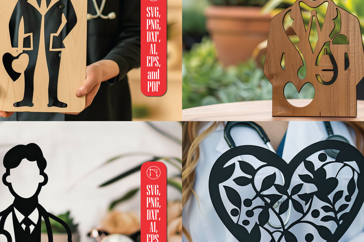 Σετ των 2 Intra απο ξύλο plywood 3mm-4mm πάχος - Δέσμη  κοπής με λέιζερ Doctor Signs Δίασταση 30x20 cm INTRAFABR-99681782