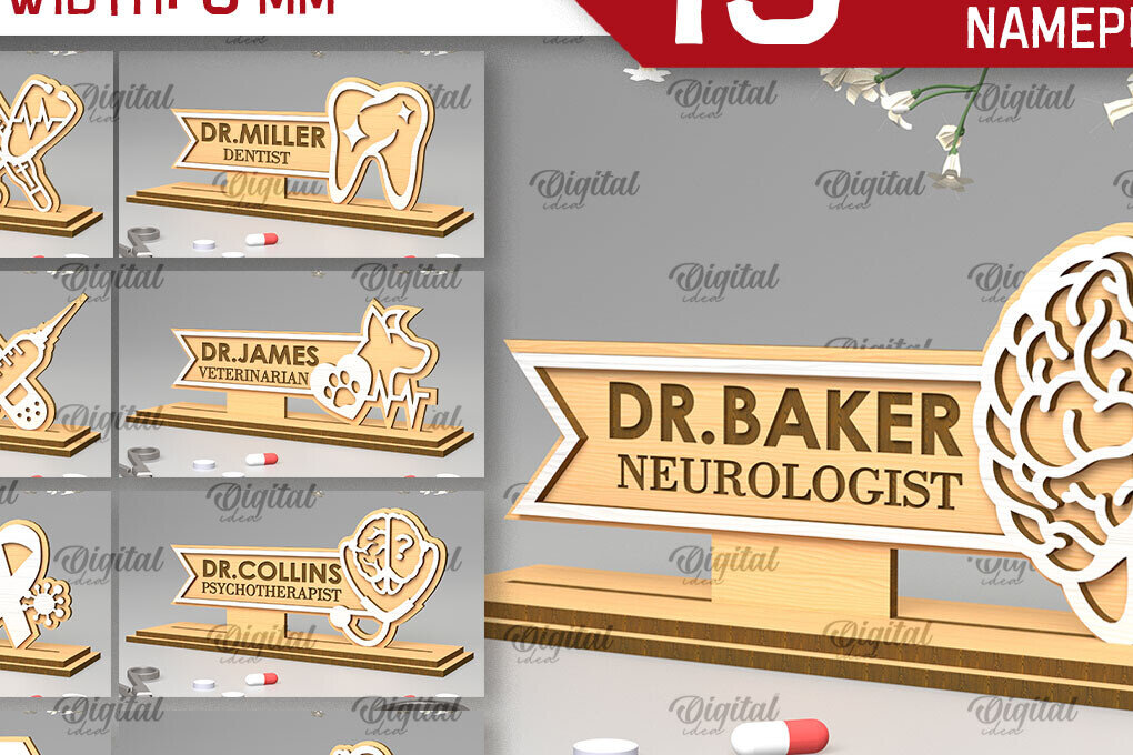 Intra απο ξύλο plywood 3mm-4mm πάχος - Δέσμη κοπής με λέιζερ πινακίδες γραφείου Doctors Δίασταση 30x20 cm INTRAFABR-97300080