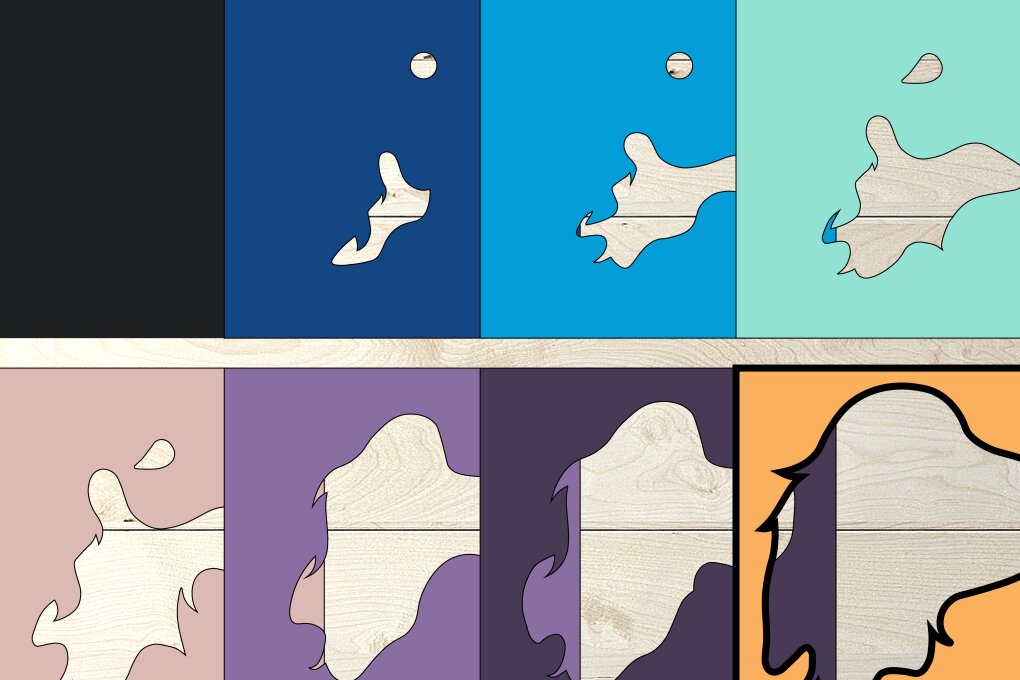 Σετ των 2 Intra απο ξύλο plywood 3mm-4mm πάχος - Dog 3d Light Box Διάνυσμα σκύλου, Dog Layered Δίασταση 25x25 cm INTRAFABR-76595410