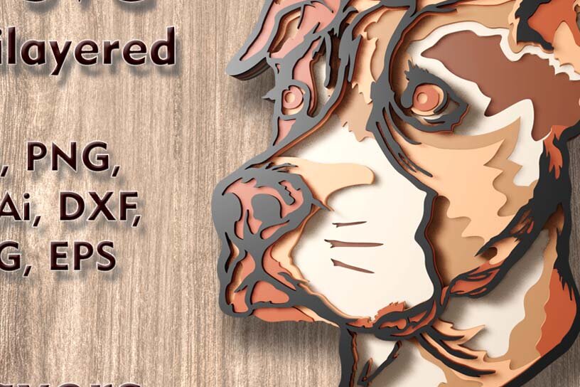 Σετ των 3 Intra απο ξύλο plywood 3mm-4mm πάχος -  λέιζερ πολλαπλών επιπέδων 3D  Dog Δίασταση 10x9 cm INTRAFABR-109449753