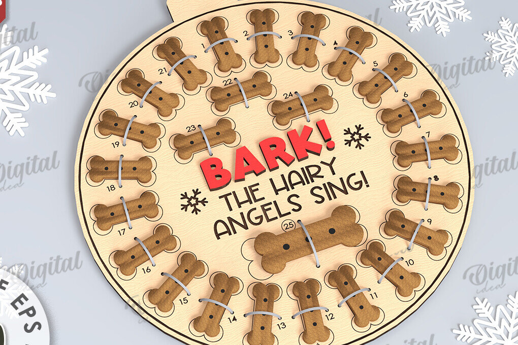 Intra απο ξύλο plywood 3mm-4mm πάχος - Dog Advent Calendar Σχέδιο κοπής με λέιζερ Δίασταση 30x20 cm INTRAFABR-108510747