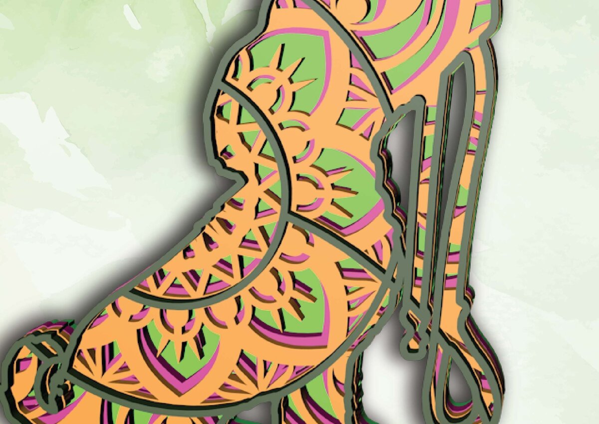 Intra απο ξύλο plywood 3mm-4mm πάχος - Dog and Leash , 4 Layers , Mandala Δίασταση 30x30 cm INTRAFABR-31279962