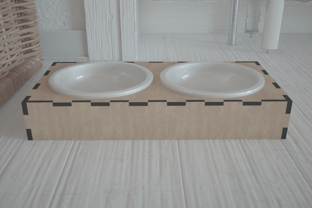 Intra απο ξύλο plywood 3mm-4mm πάχος - Βάση για μπολ για σκύλους / Μπολ τροφοδοσίας για σκύλους γάτες 280 Δίασταση 30x20 cm INTRAFABR-53989708