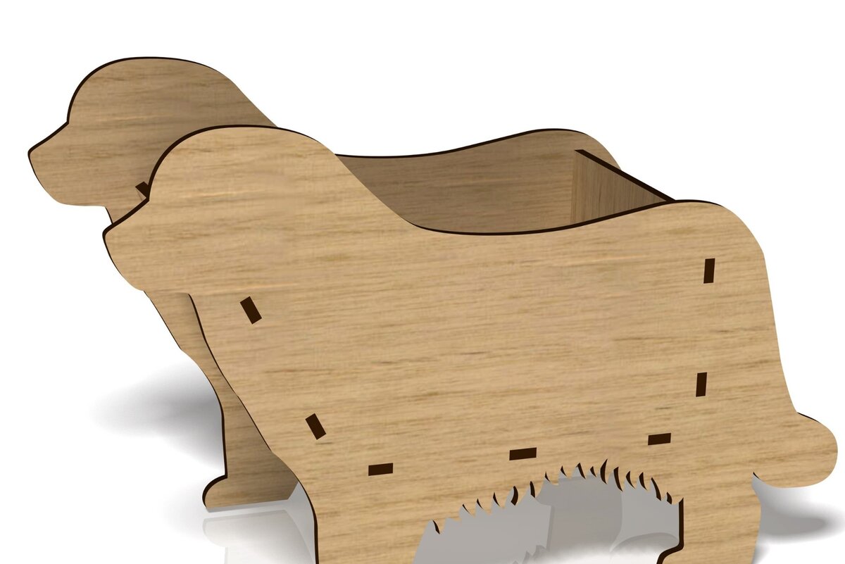 Σετ των 2 Intra απο ξύλο plywood 3mm-4mm πάχος - Dog Box, Animal Box, Laser Cut File Δίασταση 20x20 cm INTRAFABR-41133548