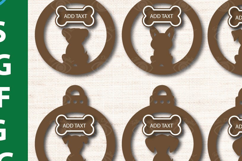 Σετ των 3 Intra απο ξύλο plywood 3mm-4mm πάχος - Πακέτο χριστουγεννιάτικων στολιδιών σκύλου Δίασταση 3x3 cm INTRAFABR-45326654