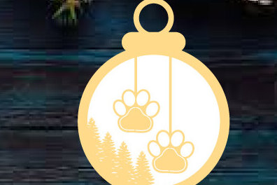 Σετ των 3 Intra απο ξύλο plywood 3mm-4mm πάχος - Χριστουγεννιάτικο στολίδι σκύλου Μεταλλικό λέιζερ τοίχου Δίασταση 6x6 cm INTRAFABR-87120599