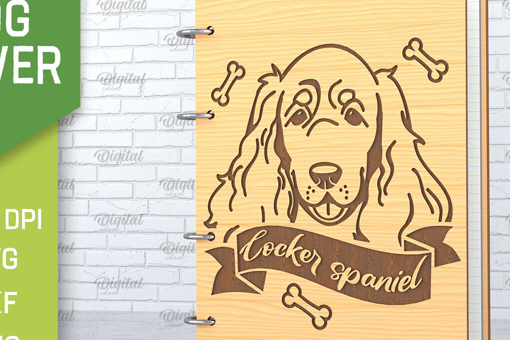 Σετ των 2 Intra απο ξύλο plywood 3mm-4mm πάχος -  κάλυμμα σκύλου. Cocker Spaniel  Δίασταση 30x20 cm INTRAFABR-89175716