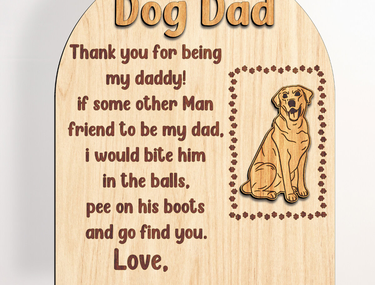 Σετ των 2 Intra απο ξύλο plywood 3mm-4mm πάχος - Dog Dad Ξύλινη επιγραφή  Δίασταση 20x20 cm INTRAFABR-95502078