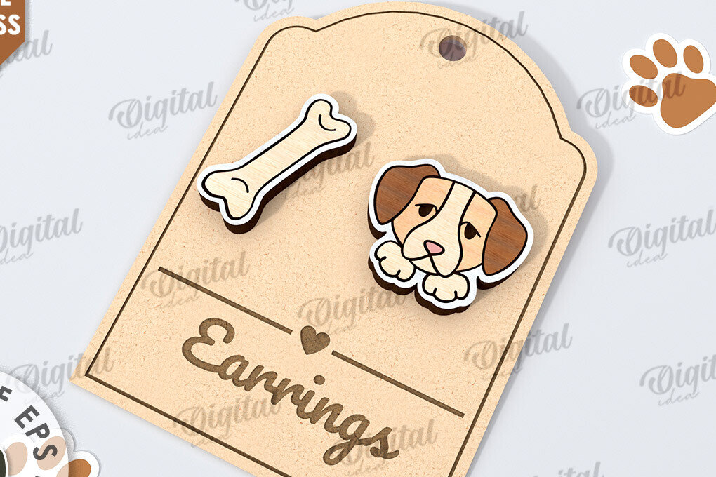 Σετ των 3 Intra απο ξύλο plywood 3mm-4mm πάχος - Σκουλαρίκια σκυλιών . Σκουλαρίκια για κατοικίδια Δίασταση 3x3 cm INTRAFABR-115293339