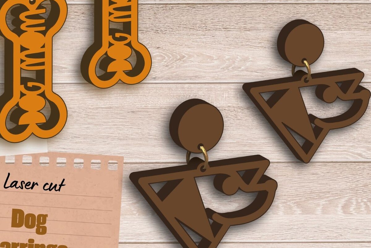 Σετ των 3 Intra απο ξύλο plywood 3mm-4mm πάχος - Dog Earrings , Dog Lovers Laser Cut Δίασταση 3x3 cm INTRAFABR-89404455