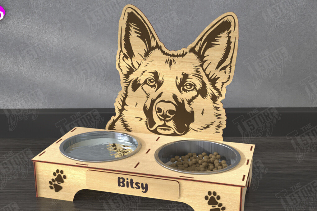 Σετ των 3 Intra απο ξύλο plywood 3mm-4mm πάχος - Βάση μπολ τροφής για σκύλους | Θήκη για μπολ φαγητού Δίασταση 20x20 cm INTRAFABR-110851215