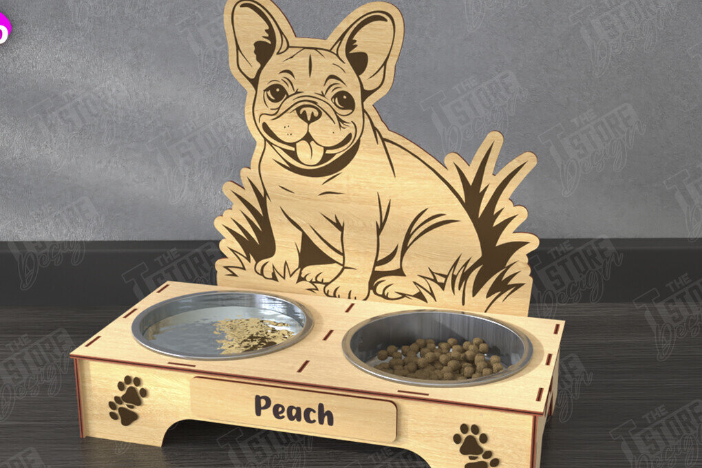 Σετ των 2 Intra απο ξύλο plywood 3mm-4mm πάχος - Βάση μπολ τροφής για σκύλους | Θήκη για μπολ φαγητού Δίασταση 20x20 cm INTRAFABR-110851334