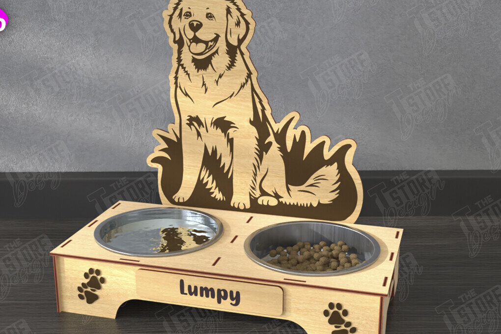 Σετ των 2 Intra απο ξύλο plywood 3mm-4mm πάχος - Βάση μπολ τροφής για σκύλους | Θήκη για μπολ φαγητού Δίασταση 20x20 cm INTRAFABR-110851345