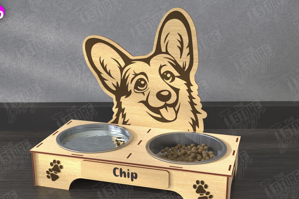 Σετ των 3 Intra απο ξύλο plywood 3mm-4mm πάχος - Βάση μπολ τροφής για σκύλους | Θήκη για μπολ φαγητού Δίασταση 20x20 cm INTRAFABR-110851349