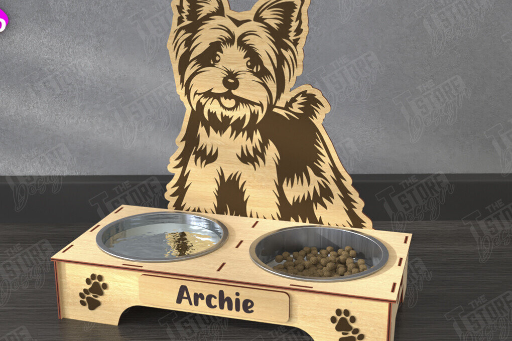 Σετ των 3 Intra απο ξύλο plywood 3mm-4mm πάχος - Βάση μπολ τροφής για σκύλους | Θήκη για μπολ φαγητού Δίασταση 20x20 cm INTRAFABR-110851353