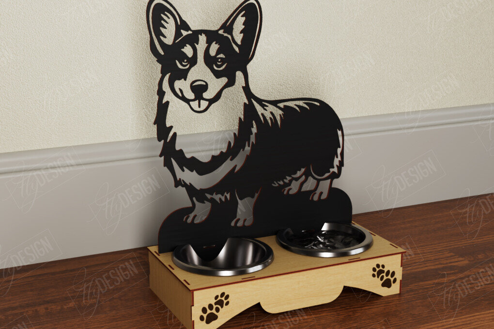 Intra απο ξύλο plywood 3mm-4mm πάχος - Βάση μπολ τροφής για σκύλους | Θήκη για μπολ φαγητού Δίασταση 30x20 cm INTRAFABR-108928293