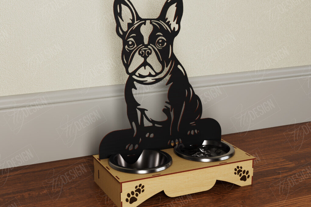 Intra απο ξύλο plywood 3mm-4mm πάχος - Βάση μπολ τροφής για σκύλους | Θήκη για μπολ φαγητού Δίασταση 30x20 cm INTRAFABR-108928300