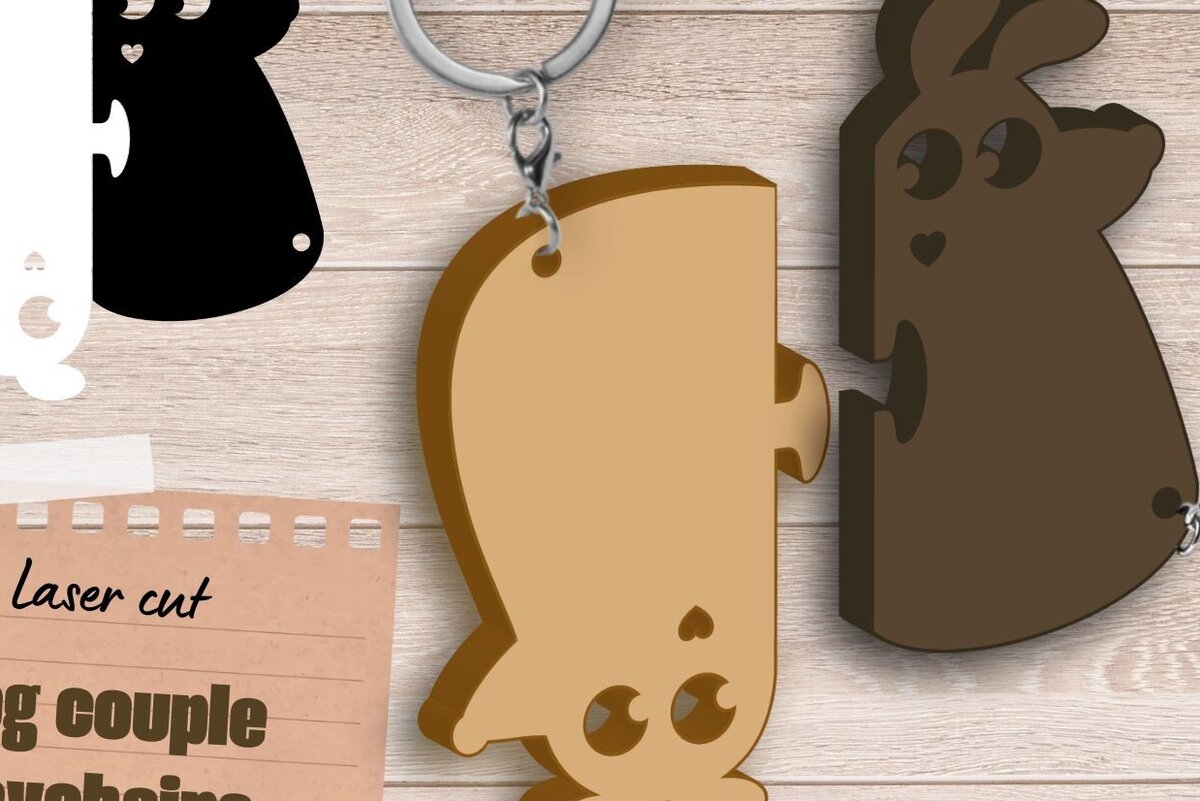 Σετ των 3 Intra απο ξύλο plywood 3mm-4mm πάχος -  λέιζερ μπρελόκ DOG, Friendship Δίασταση 4x4 cm INTRAFABR-90054224