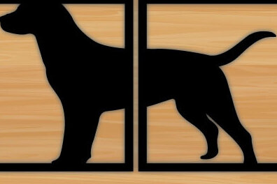 Intra απο ξύλο plywood 3mm-4mm πάχος - Μεταλλικός τοίχος με λίμα κοπής με λέιζερ σκύλου Δίασταση 40x50 cm INTRAFABR-70706303