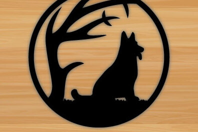 Intra απο ξύλο plywood 3mm-4mm πάχος - Μεταλλικός τοίχος με λίμα κοπής με λέιζερ σκύλου Δίασταση 40x50 cm INTRAFABR-70705934