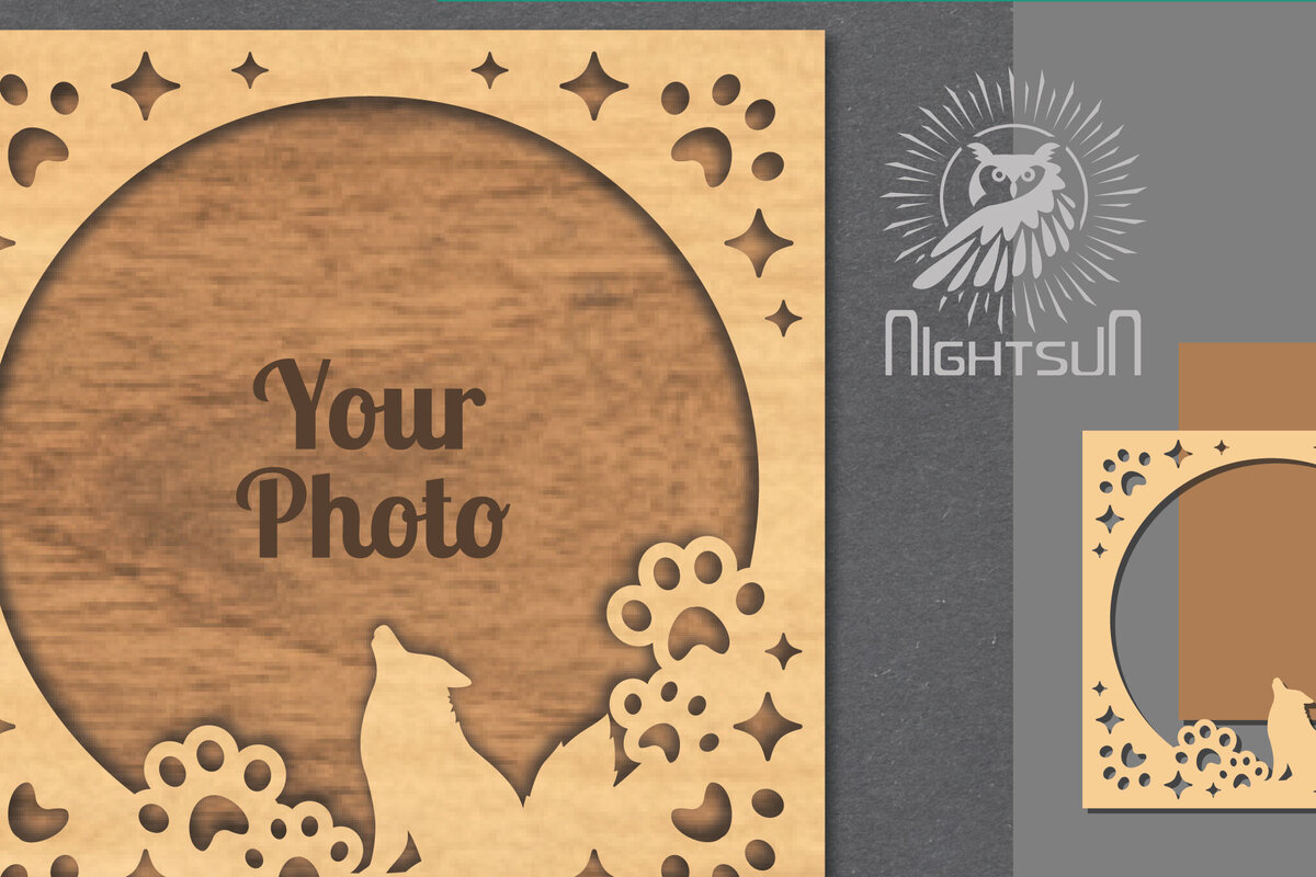 Σετ των 2 Intra απο ξύλο plywood 3mm-4mm πάχος - Κορνίζα φωτογραφιών κοπής με λέιζερ σκύλου 1 Δίασταση 20x25 cm INTRAFABR-112991162