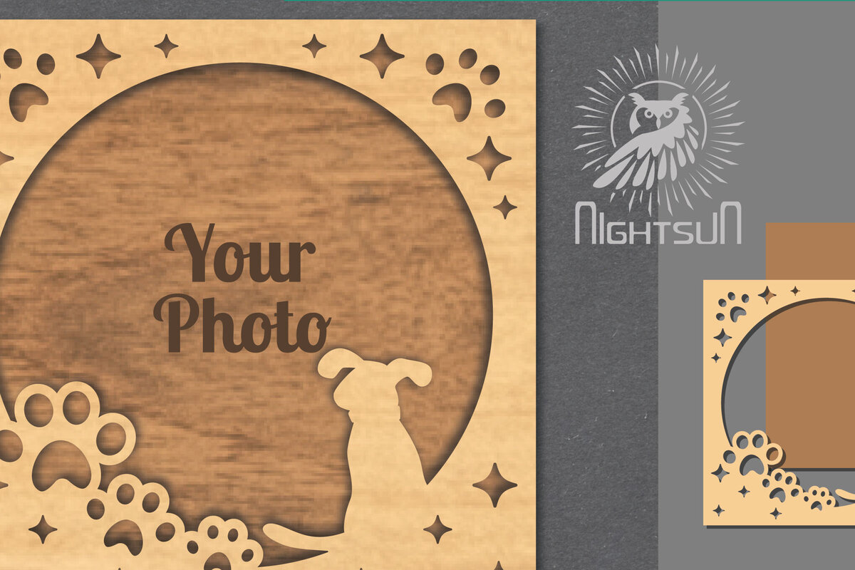 Σετ των 3 Intra απο ξύλο plywood 3mm-4mm πάχος - Κορνίζα φωτογραφιών κοπής με λέιζερ σκύλου 3 Δίασταση 20x25 cm INTRAFABR-112991241