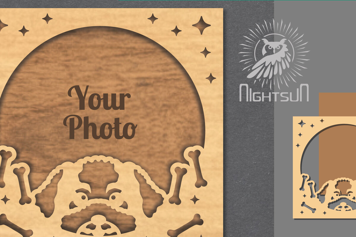 Σετ των 2 Intra απο ξύλο plywood 3mm-4mm πάχος - Κορνίζα φωτογραφιών με  σκύλου 8 Δίασταση 20x25 cm INTRAFABR-112991428