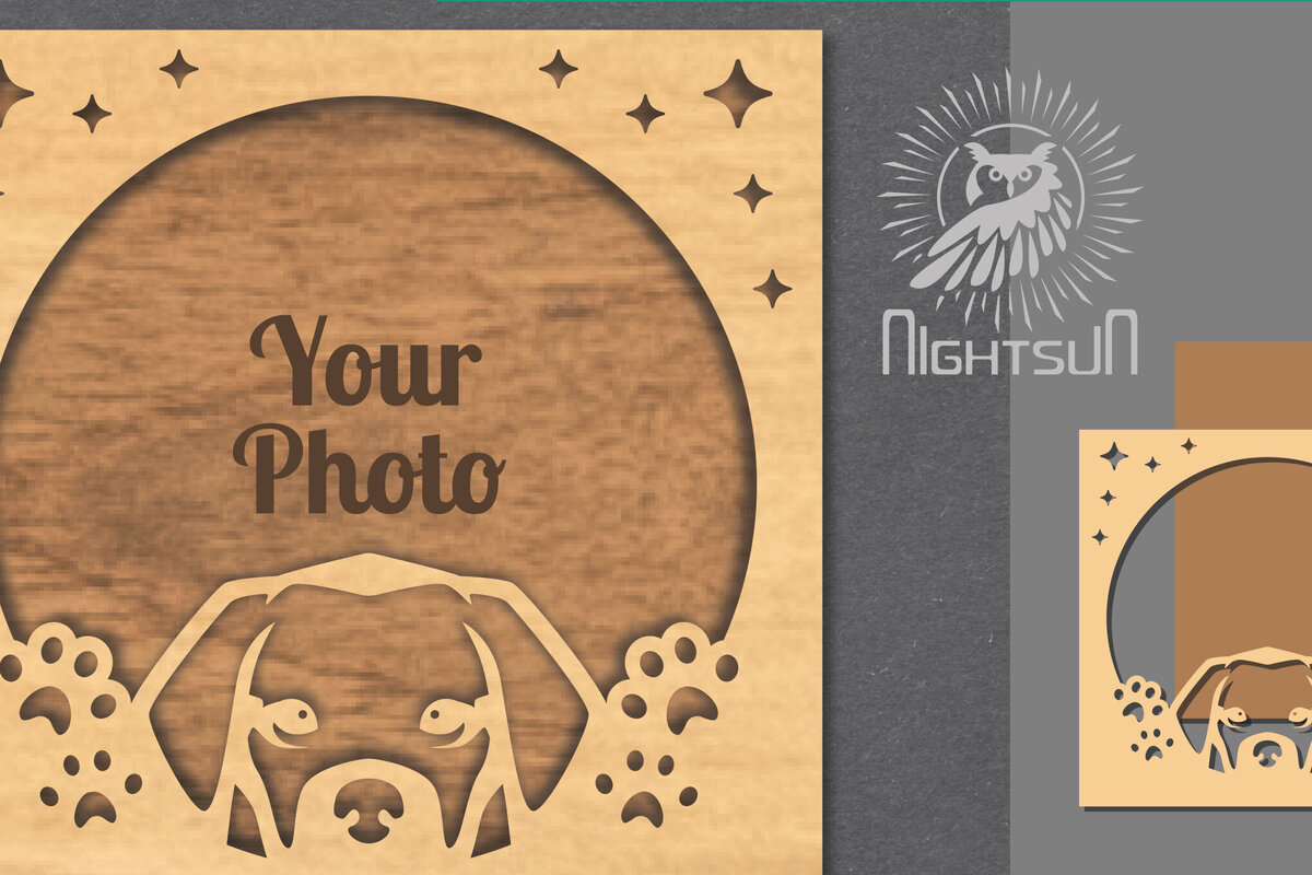 Σετ των 2 Intra απο ξύλο plywood 3mm-4mm πάχος - Κορνίζα φωτογραφιών κοπής με λέιζερ σκύλου 9 Δίασταση 20x25 cm INTRAFABR-112991463