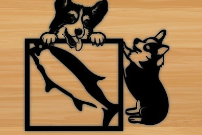 Intra απο ξύλο plywood 3mm-4mm πάχος - Dog Laser Μεταλλική διακόσμηση τοίχου με λέιζερ Δίασταση 40x50 cm INTRAFABR-70873029