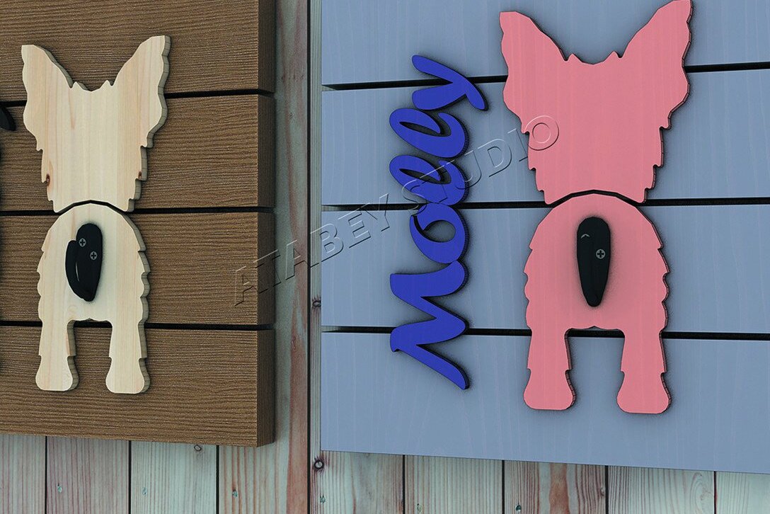 Σετ των 2 Intra απο ξύλο plywood 3mm-4mm πάχος - Κρεμάστρα λουριών σκύλου  Σχέδιο γάντζου λουριών σκύλου Δίασταση 20x20 cm INTRAFABR-37056289