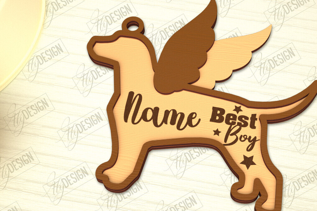 Σετ των 3 Intra απο ξύλο plywood 3mm-4mm πάχος - Στολίδι Μνήμης Σκύλου | Φτερά Αγγέλου |CNC Δίασταση 6x6 cm INTRAFABR-98194132