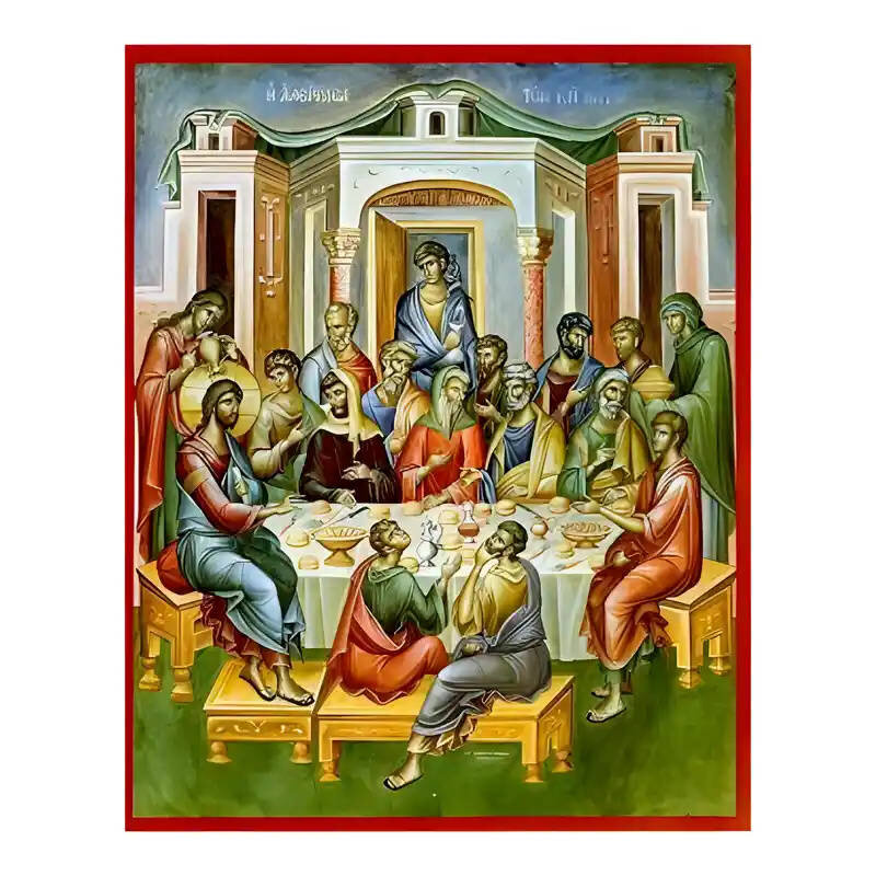 Σετ των 2 Εικόνα Ορθοδοξίας με περίγραμμα χρυσό σε ξύλο Φλαμουρίας  με  βάση Εικόνα Η αλείψασα τον Κύριο μύρω Χειροποίητη Ελληνορθόδοξη , Κρεμαστή πλάκα βυζαντινής τέχνης, χριστιανική τέχνη Διάσταση 10x7 cm (3,9 x 2,8 ίντσες) INTRAEK-670983