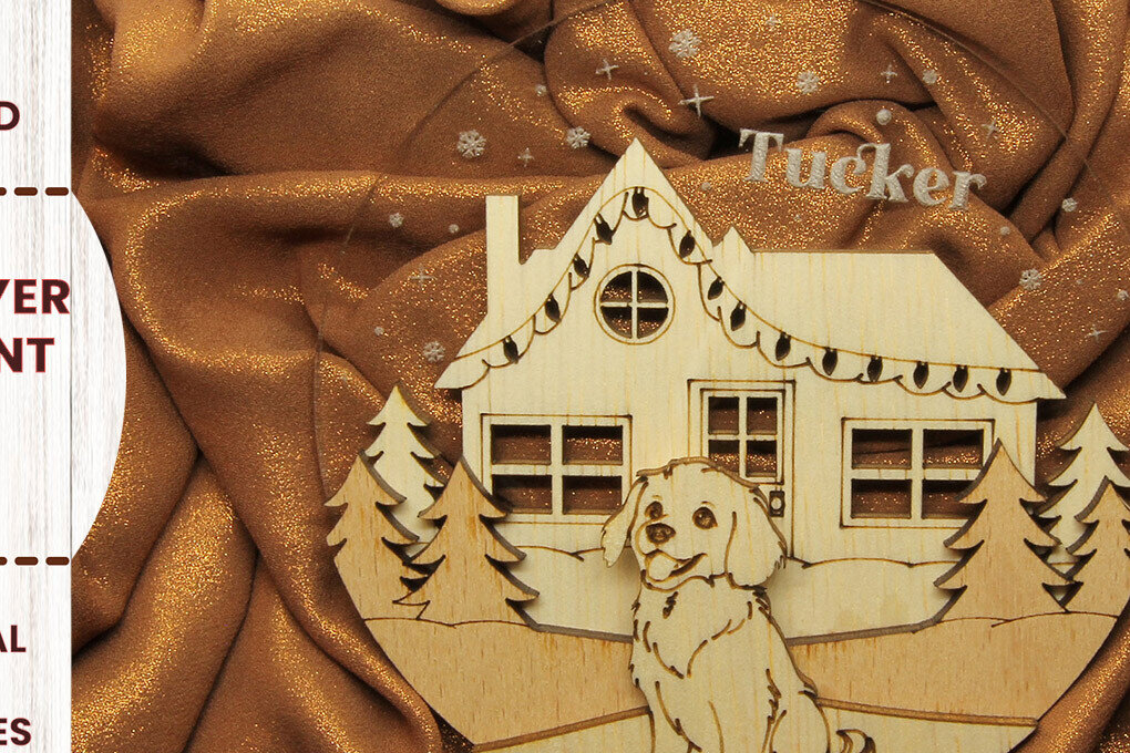 Σετ των 3 Intra απο ξύλο plywood 3mm-4mm πάχος - Χριστουγεννιάτικο στολίδι πολλαπλών στρώσεων σκύλου Δίασταση 19x4 cm INTRAFABR-82458397