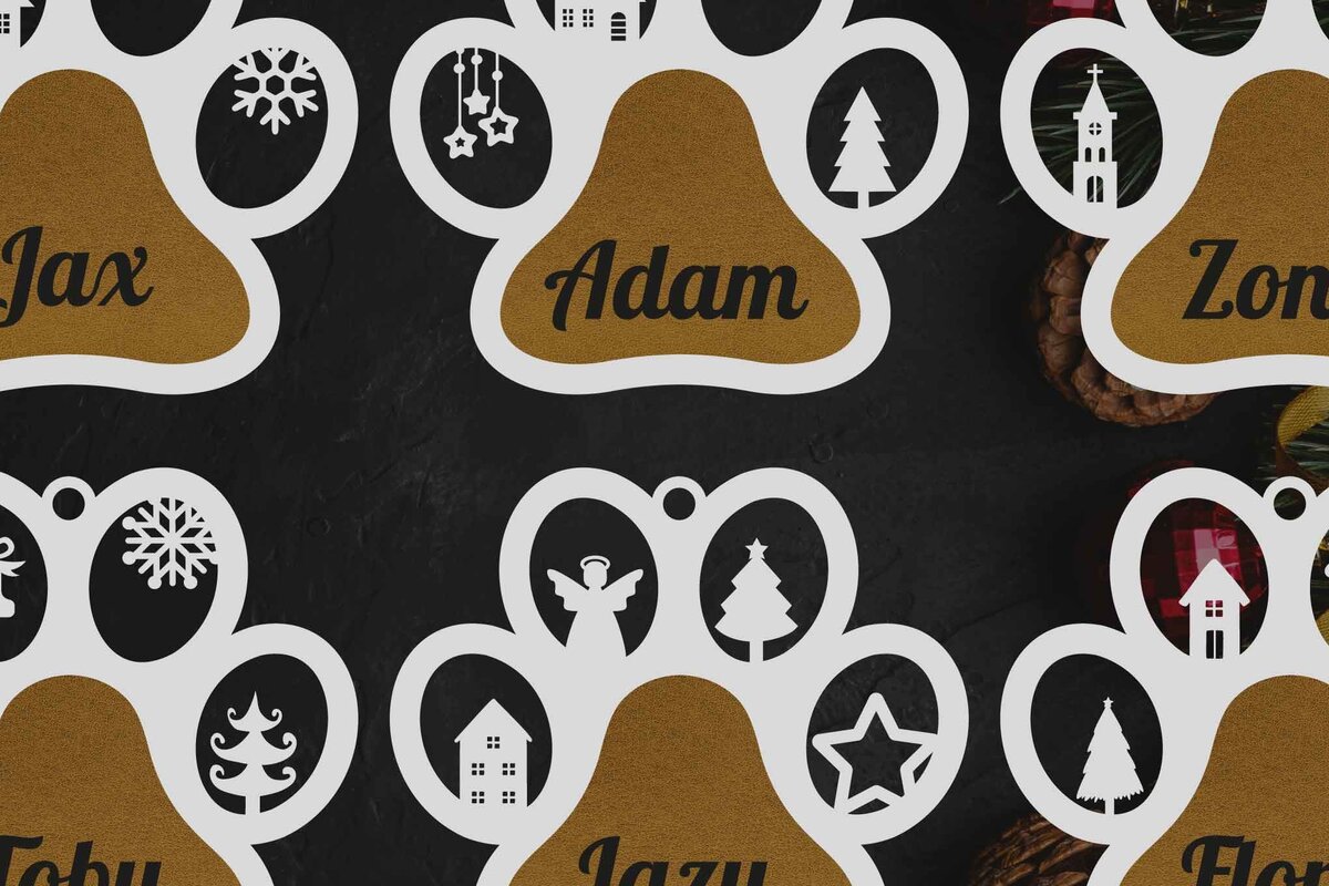 Σετ των 3 Intra απο ξύλο plywood 3mm-4mm πάχος - Στολίδι με όνομα σκύλου  Laser Cut Bundle Δίασταση 6x6 cm INTRAFABR-48305149