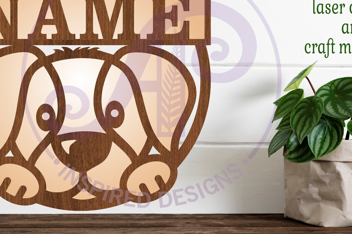 Intra απο ξύλο plywood 3mm-4mm πάχος - Πρότυπο κοπής λέιζερ  Sin Name Dog Δίασταση 30x20 cm INTRAFABR-95776187