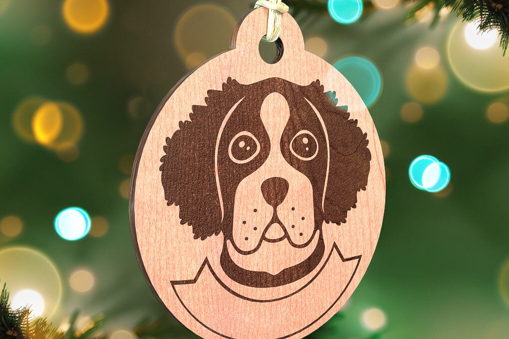 Σετ των 3 Intra απο ξύλο plywood 3mm-4mm πάχος - Στολίδι σκύλου με λέιζερ  | Λέιζερ σκύλου Δίασταση 6x6 cm INTRAFABR-72472946