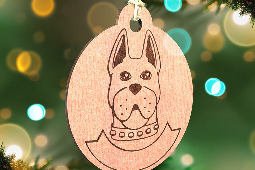 Σετ των 3 Intra απο ξύλο plywood 3mm-4mm πάχος - Στολίδι σκύλου με λέιζερ  | Λέιζερ σκύλου Δίασταση 6x6 cm INTRAFABR-72472973